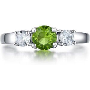 08.August Classic Birthstone CZ Stainless Steel Ring